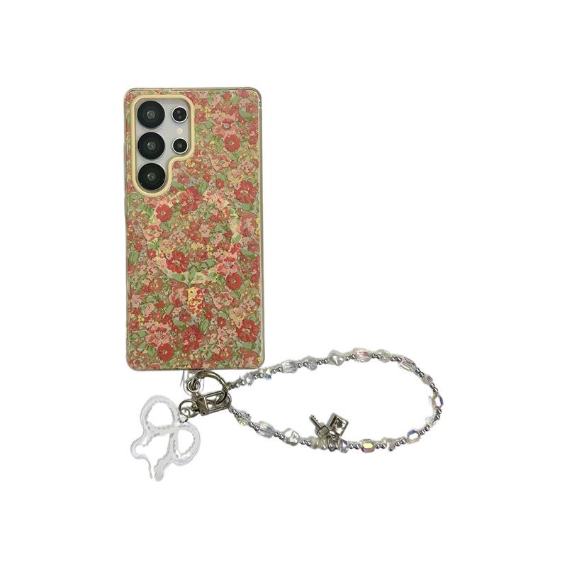 Glitter Magnetic Stand Phone Case for Samsung S25 Ultra/S23 FE - Autumn & Winter Flowers Design