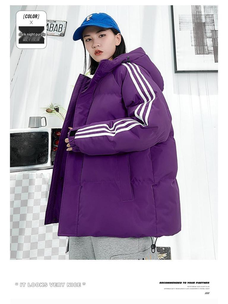 Stilvolle Herren Winter Daunen-Baumwolljacke mit Kapuze - Trendige, Warme, Dicke, Locker geschnittene Outerwear im Hong Kong Stil für Paare.