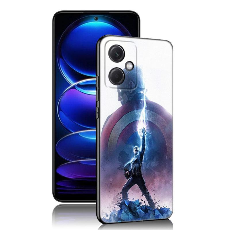 Captain America Black Silicone Phone Case For Xiaomi Redmi Note 10 11 11S 12 13 4G 8 9 11T Pro 5G Plus 8T 9S 10S 12S