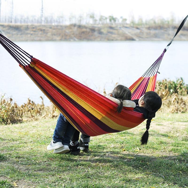 1Pc Outdoor Single Canvas Hammock Double Indoor Balcony Hanging Chair Dormitory Swing Anti-rollover Camping Children's Home