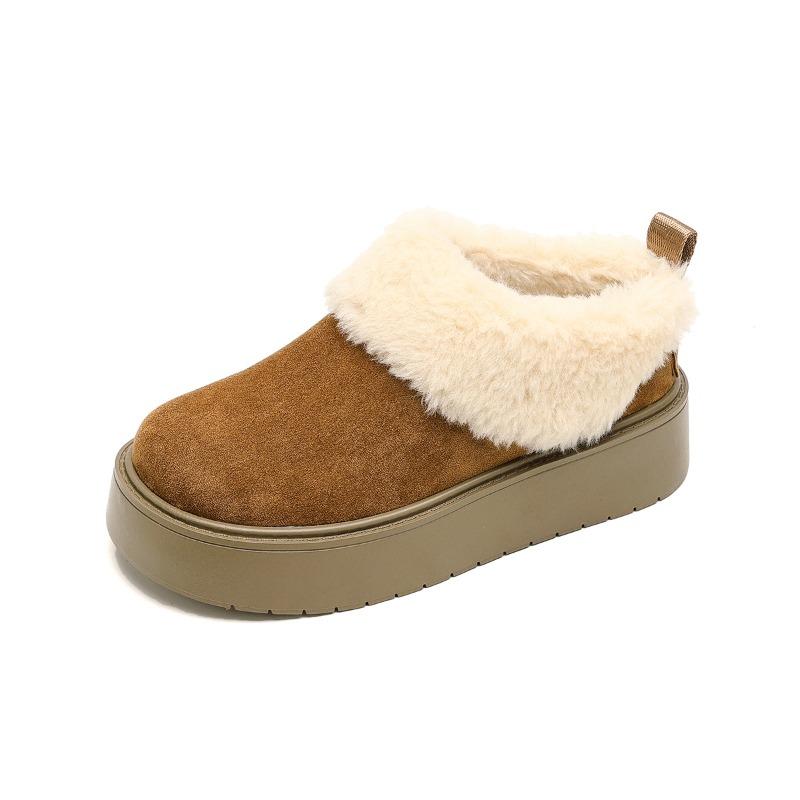 Winter Fur Shoes Women Snow Boots Warm Plush Flat Non-slip Fashion Brand Ladies Ankle Boots Thick Sole 3cm Plus Size 42