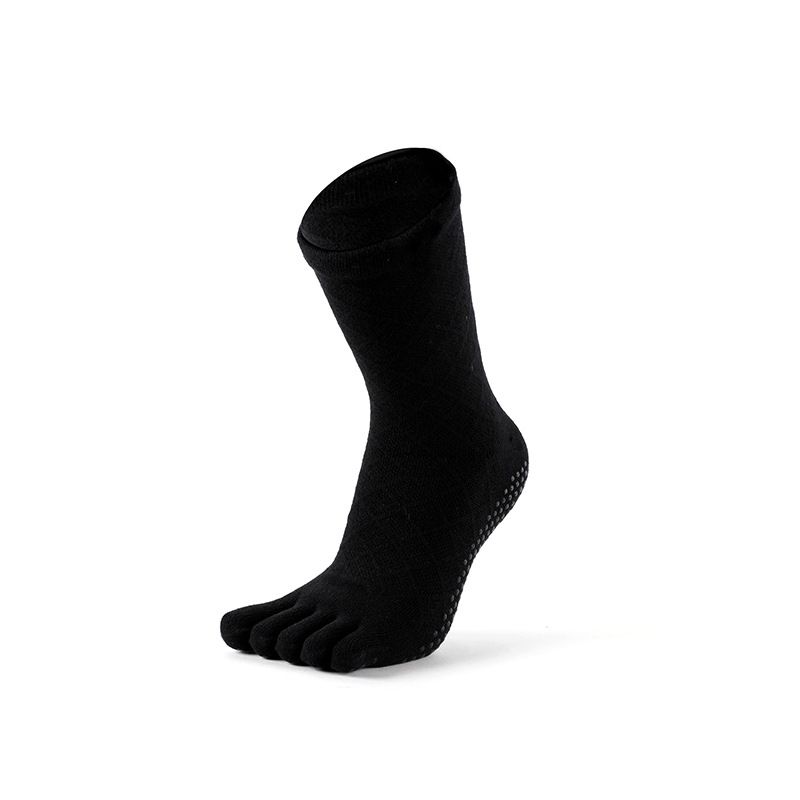 

2 Pairs White Five Finger Yoga Socks Non Slip Professional Women s Mid Tube Stockings Micro Pressure Dance Trampoline Fitness Room Socks Black without cloth label