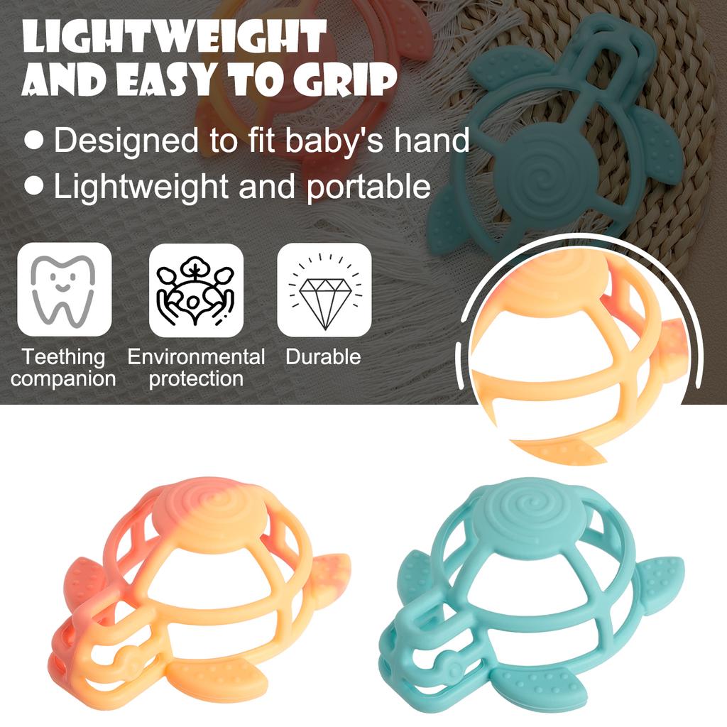 Color Kids 1PCS Turtle Silicone Teether Baby Chewing Toy Infant Teething Relief BPA Free Safe Nursing Sensory Toy 0-12 Months