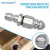 Stainless Steel High-Pressure Sewer Cleaning Nozzle, 1/4" with Front and Rear Water Jets