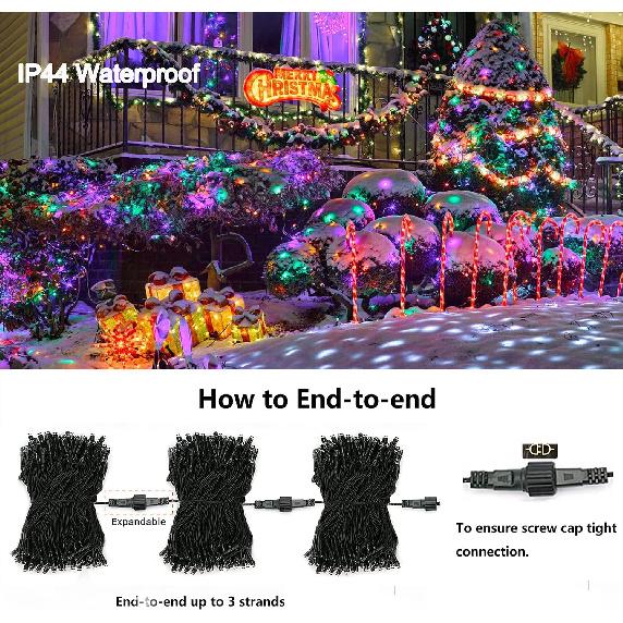 LYHOPE Christmas Lights, 98.4ft 300 LED Christmas Fairy Lights, Warm White & Multi Color Changing String Lights, with Remote 11 Modes 30V Xmas Tree