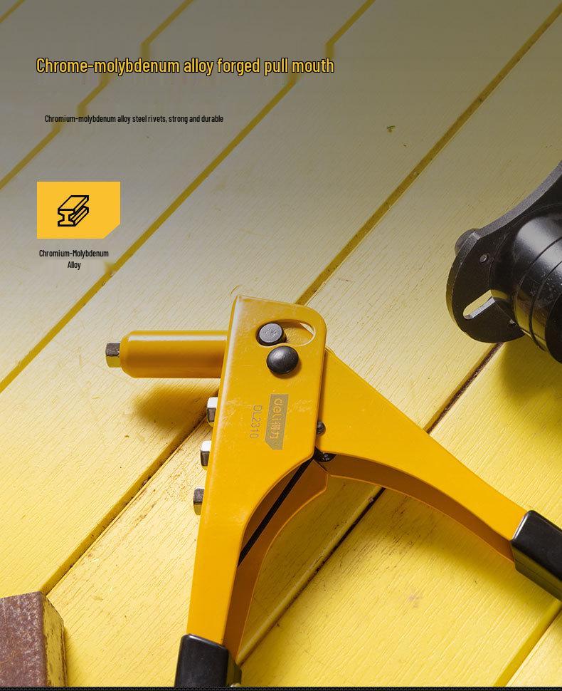 Deli Tools Manual Rivet Gun: Single & Double Handle Labor-Saving Pop Riveter for Industrial Use