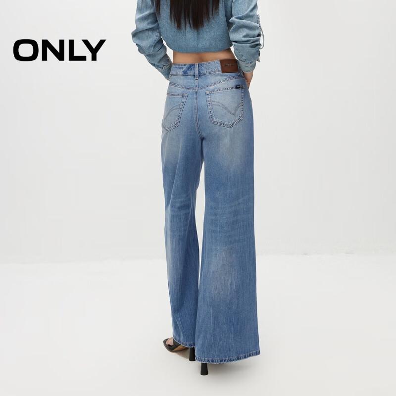 ONLY Women's 2024 Summer Retro Distressed Mid-Waist Loose Bootcut Jeans