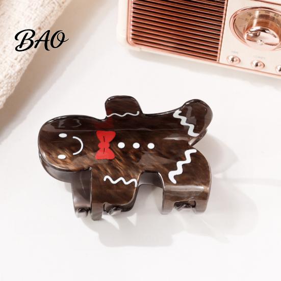 Exquisite Gift for Friends Christmas Hair Claw Clip Women, Acrylic Festive Accessories with Elk Santa Snowflake Durable Clips Patterns, Non