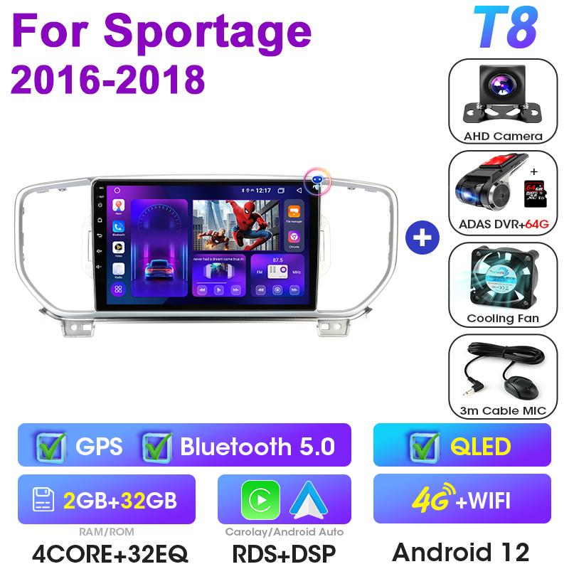 Android 12 Car Radio For KIA Sportage KX5 2016 - 2018 2 Din GPS WIFI Carplay Auto Stereo Intelligent Systems Smart Autoradio