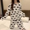 Women's Clothes Winter Flannel Pajamas Bow Set Small Fragrant Wind Padded Thickened Warm Homewear Ladies Sleepwear Loungewear
