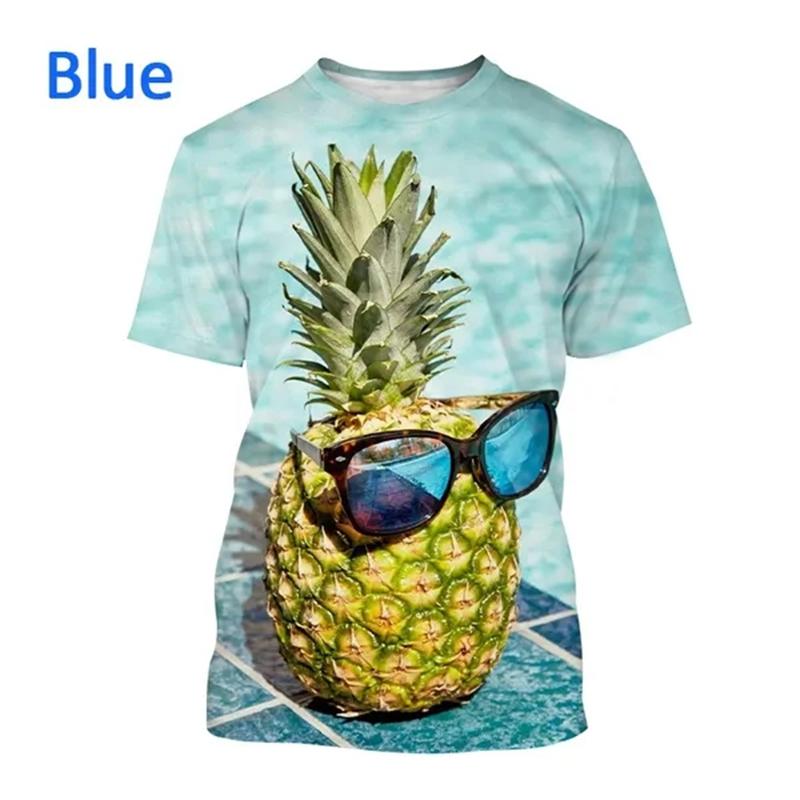 Summer New Pineapple Pattern 3D Printing Short-sleeved Breathable T Shirt Men's Women's Tropical Fruit Graphic Streetwear Tops