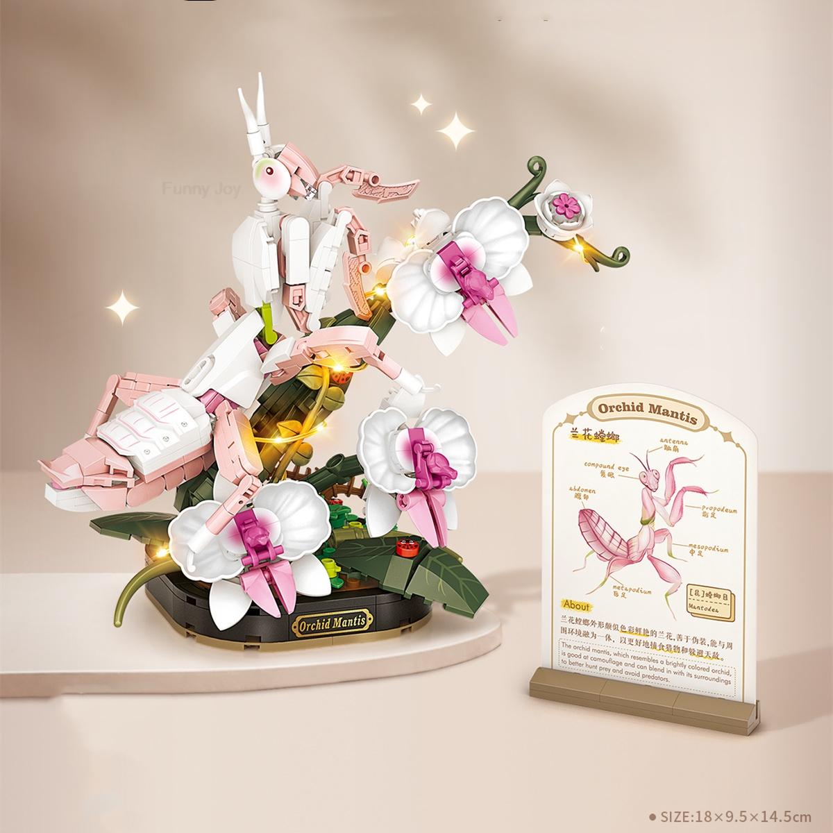

Insect Blocks DIY Home Decoration Model Orchid Mantis Building Blocks Toys Assembly Toy Christmas Gift for Children Adult No Nox
