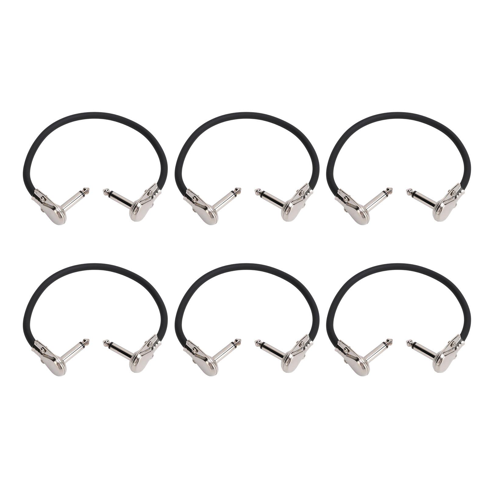 

6Pcs Electric Guitar Effect Cable 1 4in Right Angled Guitar Pedal Cord Patch Cable 30cm Flat Head Silver