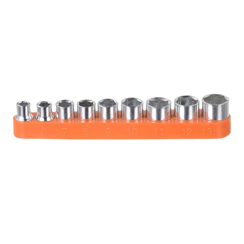 

uxcell Standard metric drive socket CR-V hexagonal hole 6 points 5-13 mm 6.5mm 9 pieces