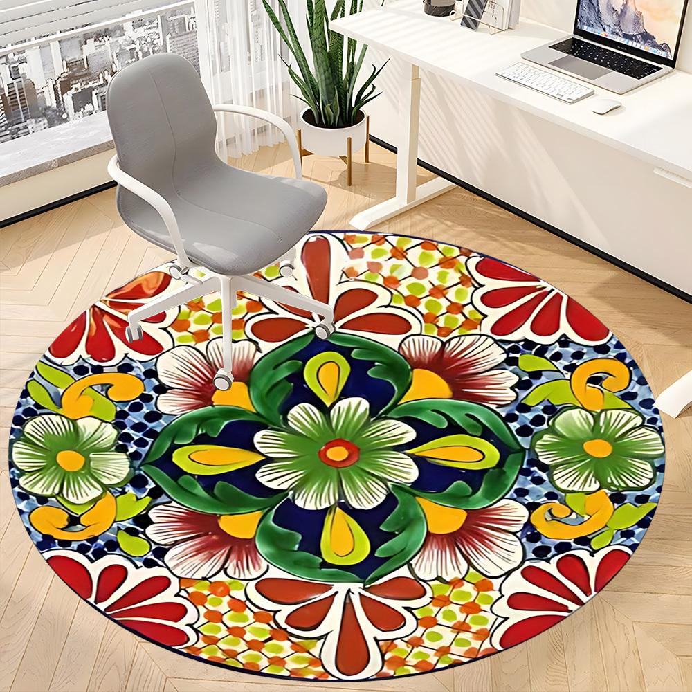 1pc Floral Design Chair Carpet for Office, Soft Comfortable Mat For Office, Living Room, Bedroom, Machine Washable Carpet yy251112050