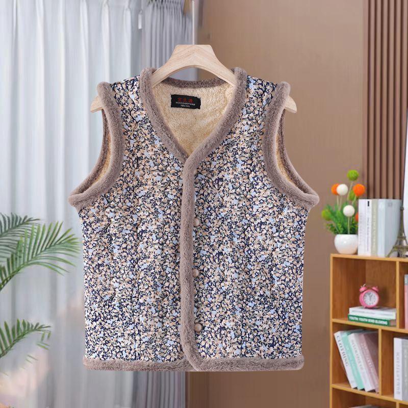 Floral Grandma Fleece Vest: Warm, Cold-Proof, Fashionable Casual Shrug for Women