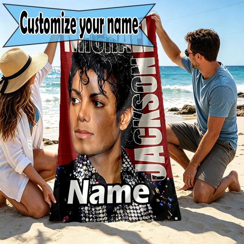 Individualus pavadinimas, personalizuotas Michael Jackson spaudinio paplūdimio rankšluostis, kelionei, stovyklavimui, paplūdimio vakarėliui, namų dekoravimui, gimtadienio dovana šeimai ir draugams