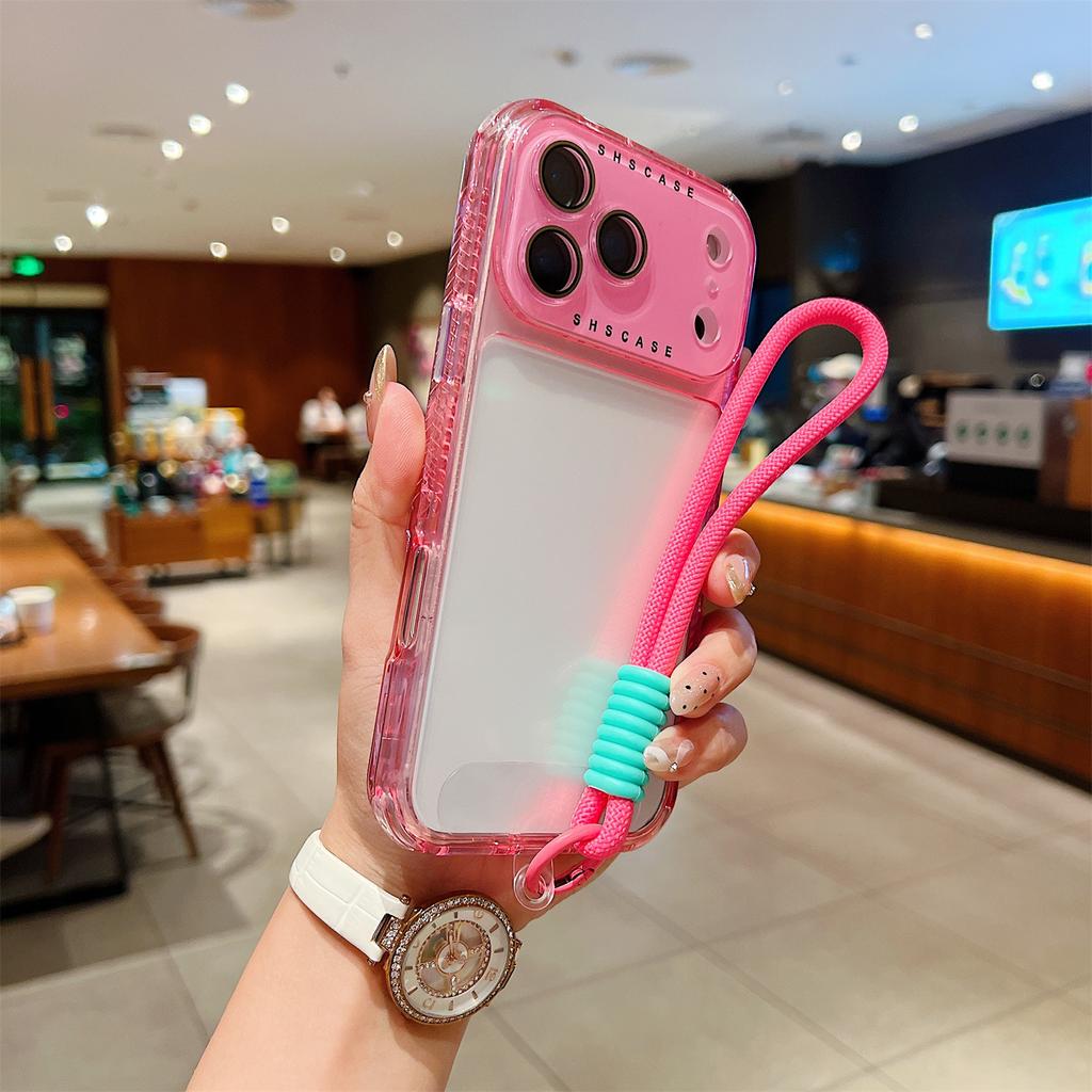 For iPhone 17 Pro Max Case Clear Colorful Frame Drop-Proof TPU + PC Phone Back Cover with Lens Film/Strap