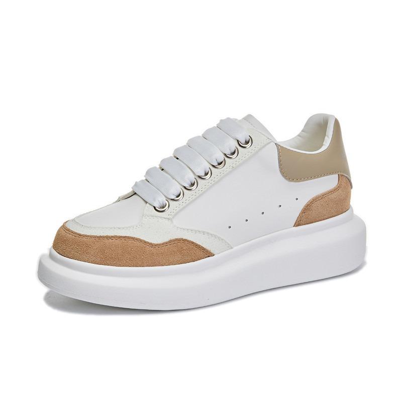 Sapatos de couro branco com sola de espuma, sapatos casuais femininos de primavera com sola grossa