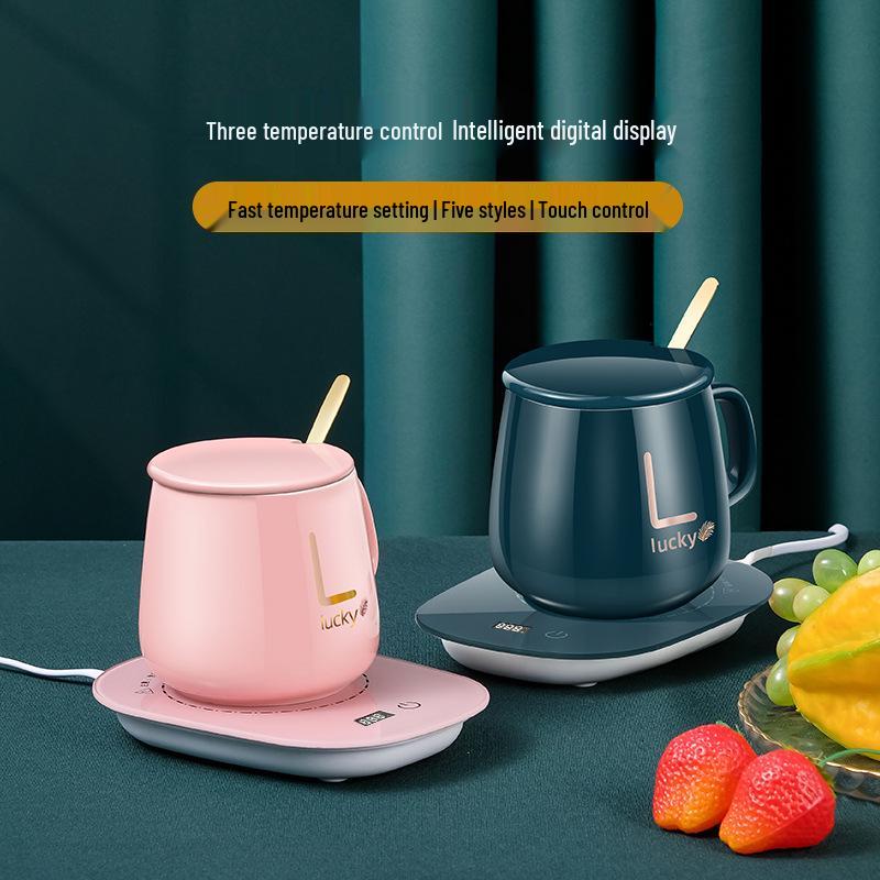 Insulated Ceramic Cup Warmer with USB, Adjustable 3-Level Temperature Display
