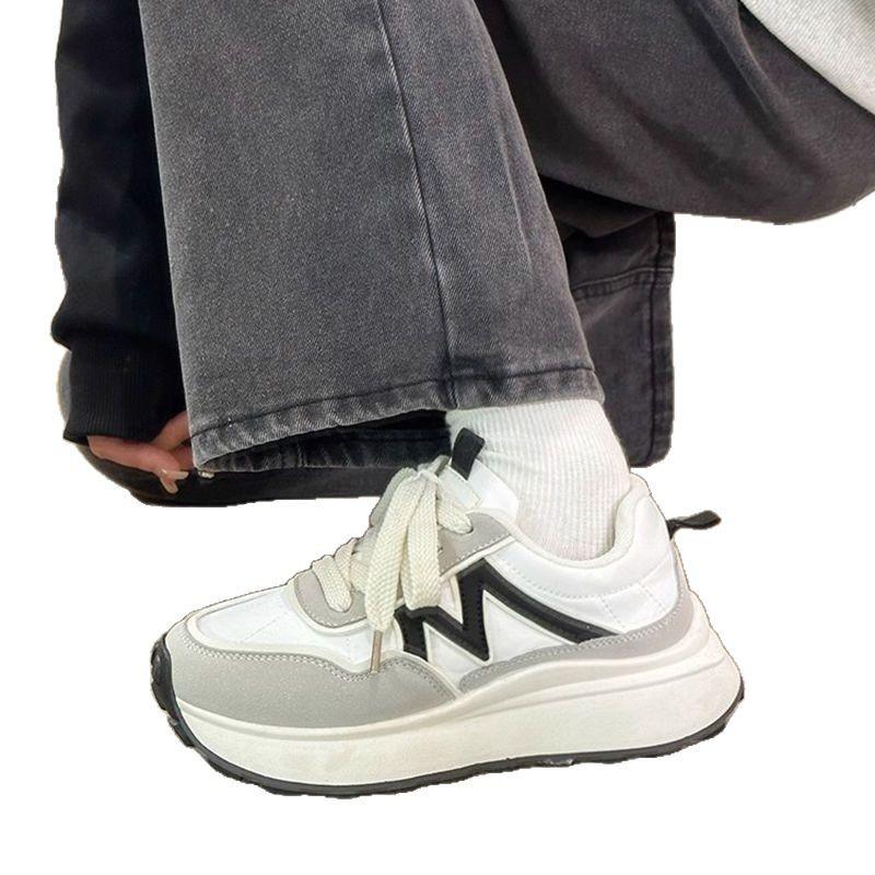 Sports Women's Shoes 2025 New Spring and Autumn Casual Retro Versatile Little White Shoes Platform Forrest Gump Shoes Sports Dad Shoes