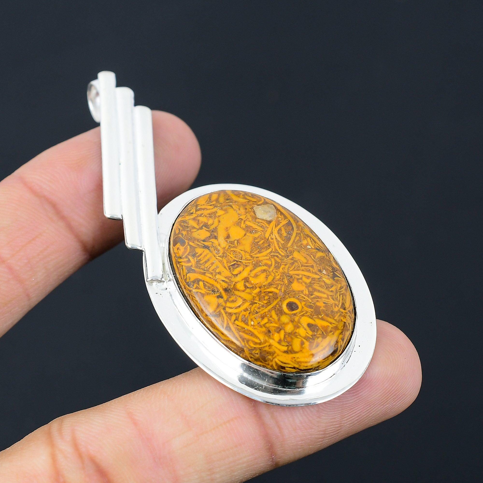 Natural Mariam Jasper 925 Silver Trendy Ethnic Daughter Wedding Pendant Jewelry