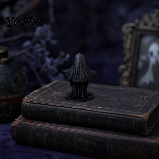 Matte Black Ghost Statue 3D Printed Cute Figurine, Minimalist Home Decor, & White Unique Artistic Design Dual Colors, Stable Base for