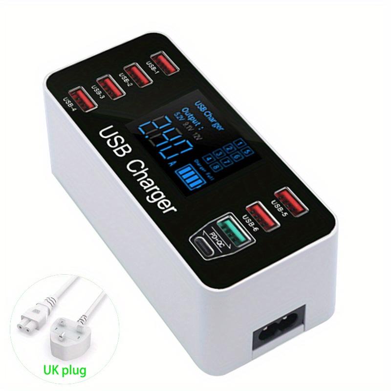 

40W Quick Charger QC3.0 8-Port Multi USB Charger Station Fast Charging For iPhone 15 14 13 Por Tablet Desktop with Type C PD 20W UK