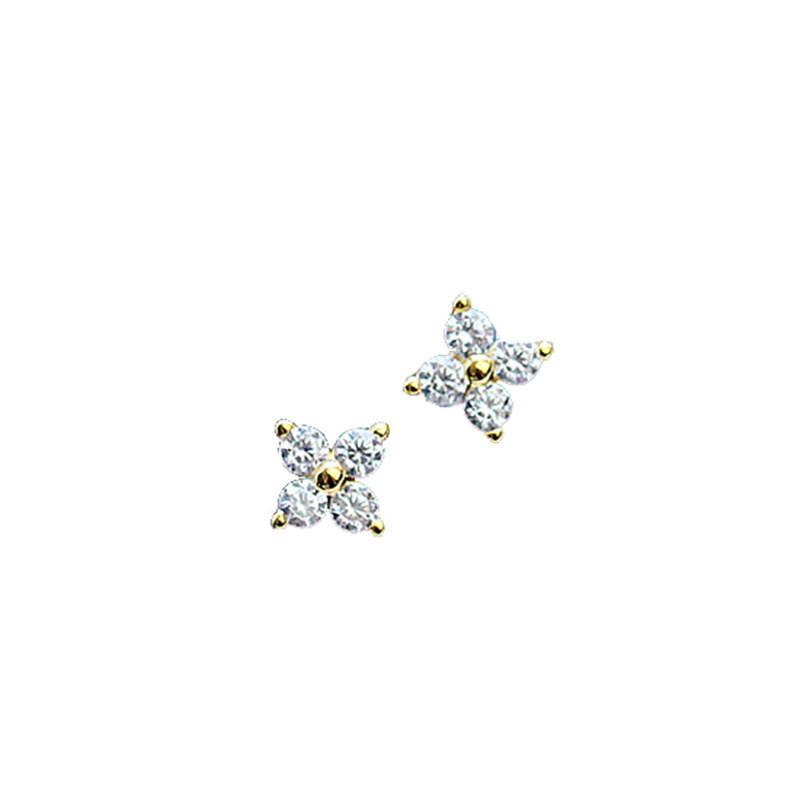 Beixi S925 Sterling Silver Four-Leaf Clover Stud Earrings - Fashionable, Simple Design for Best Friends
