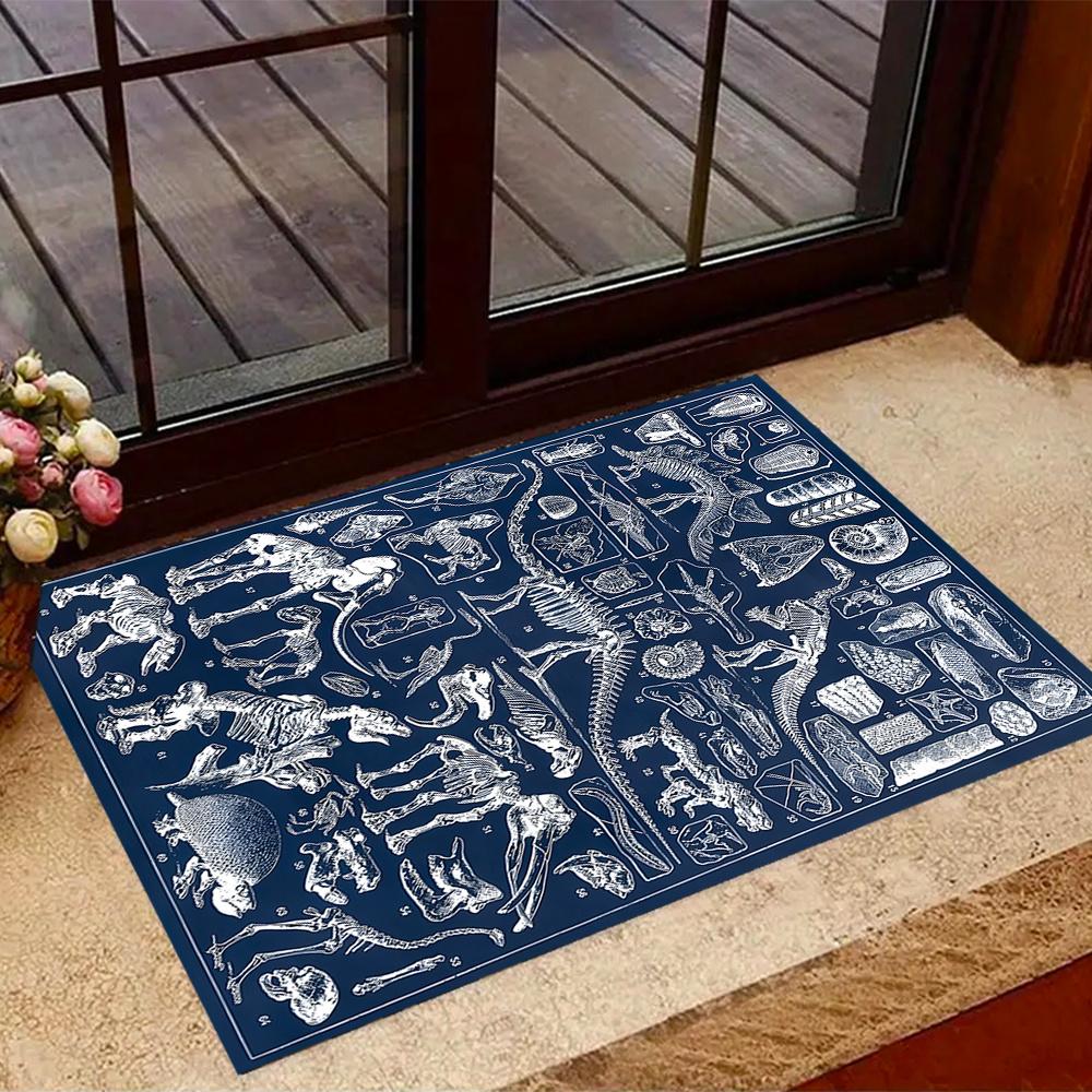 Dinosaur Skeleton Fossil Themed Antislip Carpet Durable Polyester Home Decoration Floor Mat Large Size Logo Design Suitable For Bedroom Living Room