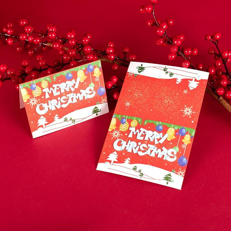 10/80/100Pcs Merry Christmas Card Xmas Birthday Party Gift Card Cute Cartoon Half-Folded Card Blessing Message Card