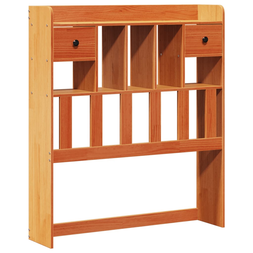 Solid Wood Bed with Shelf Without Mattress Wax Brown 75 x 190 cm