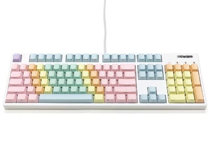 FILCO Macaron Keycap Set, Top-Printed, 104-Key English Layout, Replacement Keycap Set with Key Puller, Different Color Keys for Each Finger, Rainbow