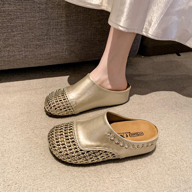 Hollow Hole Wear Inside and Outside Casual Woven Fashion Roman Shoes Soft Sole Summer Breathable Height Fashion Cool Slippers Women