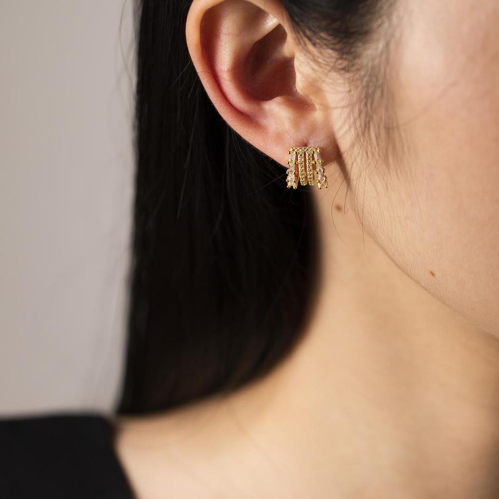 ANDYWEN 925 Sterling Silber Gold Vier Kreis Creolen Zirkon CZ Piercing Ohrring Rock Punk Clips 2023 Valentinstag Geschenk