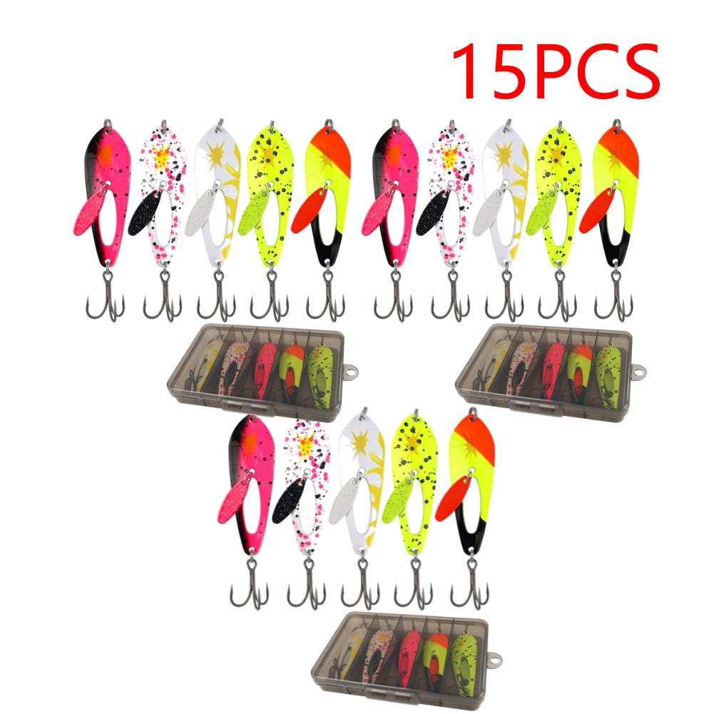 5/10/15PCS Metal Spoon Fishing Lures with Treble Hooks Fishing Wobblers Crankbait for Bass Pike Fishing Accessories