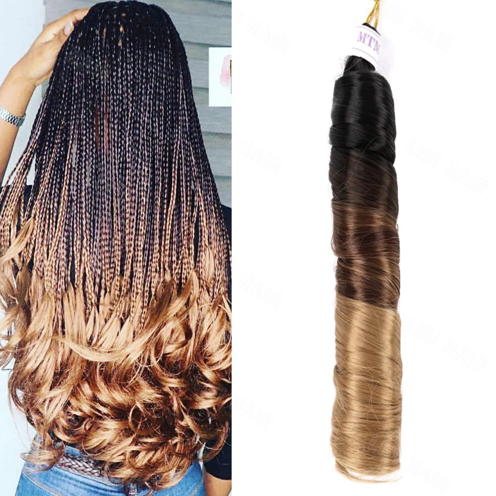 MISS WIG Synthetische Lange Lockige Box Braids Haarverlängerungen Natürlich Aussehende Lose Häkelperücke Für Frauen Cosplay Party Wear