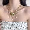 Pearl Butterfly Pendant Necklace Bohemian Style Beads Chain Choker Cute Multilayer Necklace  Gifts