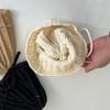 Sweet Bow Drawstring Knitted Hat Children Autumn and Winter Gentle Beige Versatile Wool Hat Bag Head Cold Hat