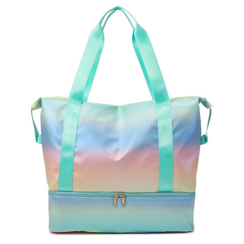 

Fashion pearlescent yoga fitness bag dry and wet separation shoulder hand carry travel bag short trip anti-splashing luggage bag