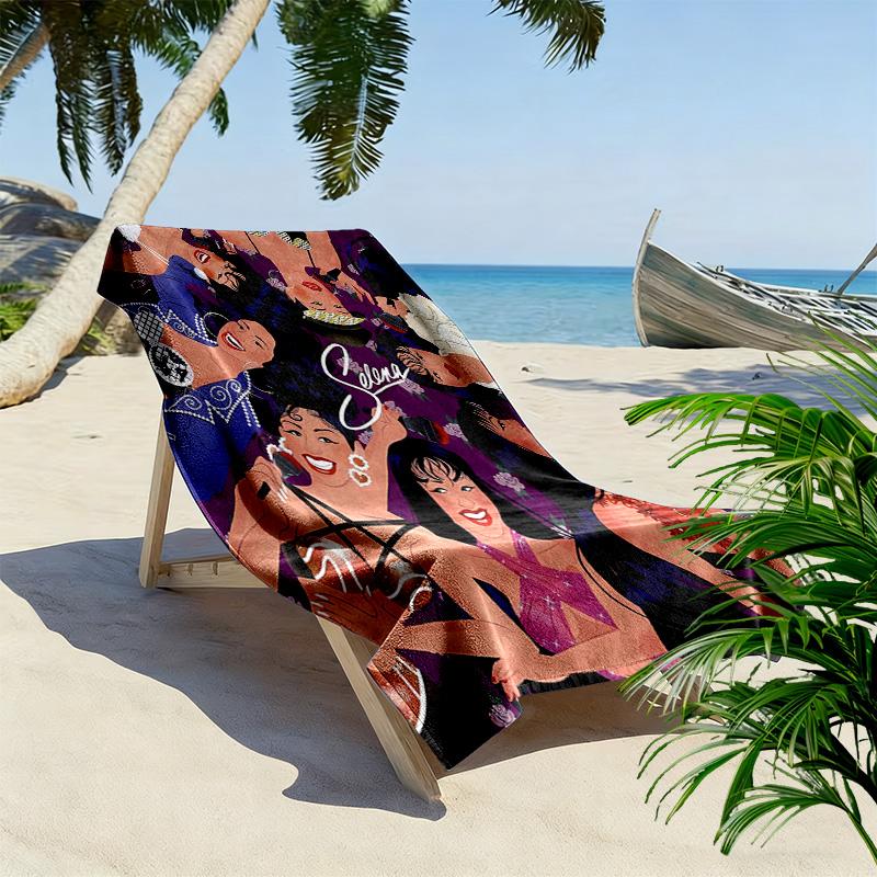 Selena Quintanilla Print Beach Towel, Large Soft Quick Dry Towel for Beach Camping Swimming