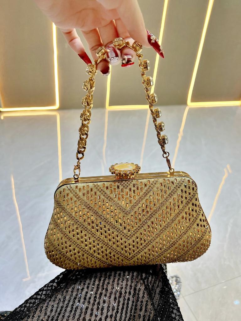 2025 Diamond Embedded Clutch Bag for Women Vintage Glitter Designer Luxury Handbag Lady Party Wedding Purse Clutch Shoulder Bags