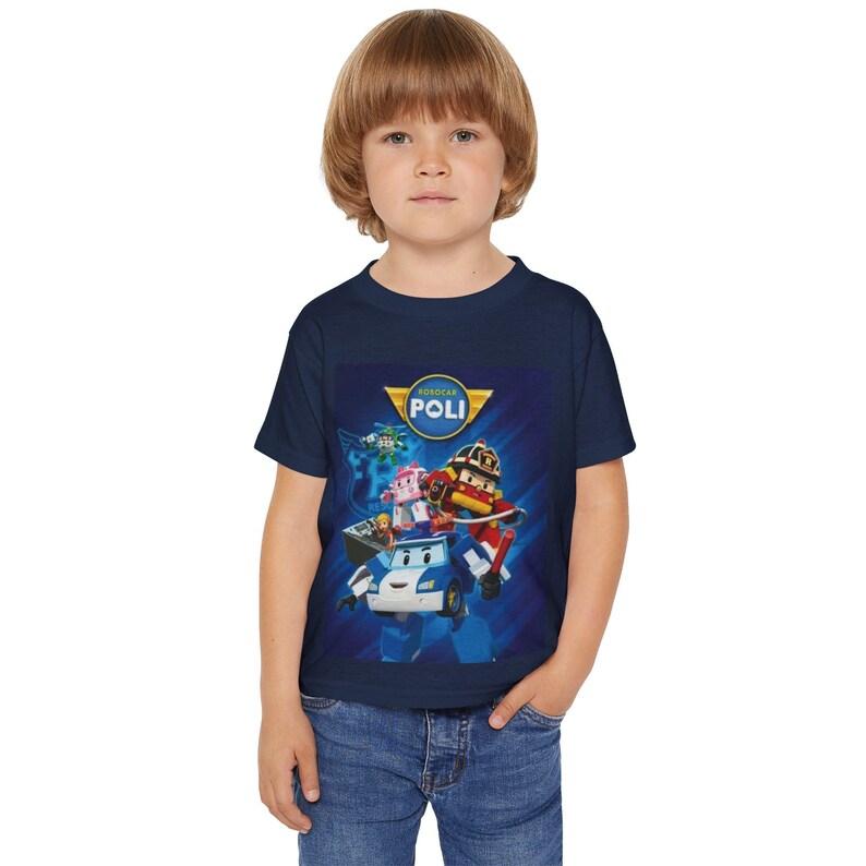 Robocar Poli toddler Children s T-Shirt | Poli, Roy, Amber, Heli cartoon rescue vehicle design 100