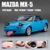 1/32 Mazda MX-5 miniaturní odlitek Miata Roadster hračka model auta zvuk a světelné dveře otevíratelné sběratelský dárek pro děti chlapce i dítě