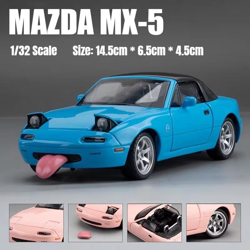 1/32 Mazda MX-5 Miniature Diecast Miata RoadSter Toy Car Model Sound & Light Doors Openable Collection Gift for Children Boy Kid