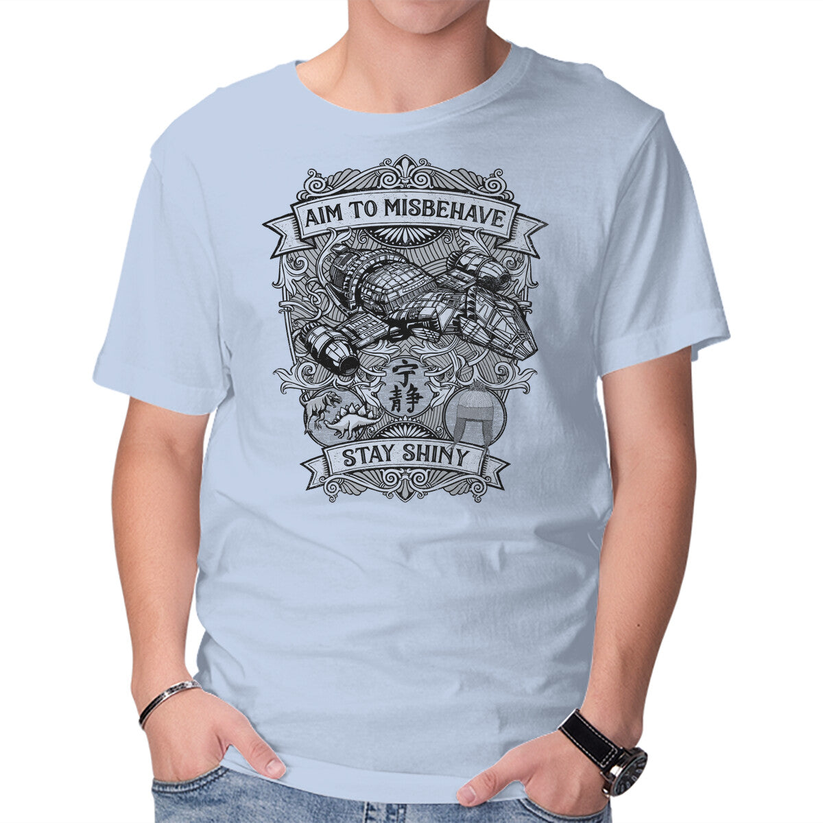 Unisex Crew Neck T-Shirt Aim to Misbehave Graphic Short Sleeve Casual Tee XXXXL
