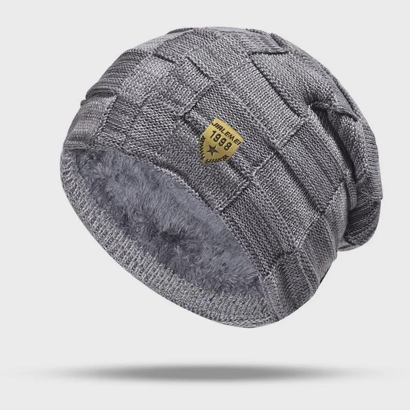 

Мужской зимний шерстяной комплект из шапки и шарфа: Уютная шапка-пуловер с плотной бархатной вязкой 58-63CM Fleece Thickened (Elastic)