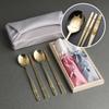 Korean Traditional 24K Gold Plated Sujeo Set | STS304 Spoon & Chopsticks for 2 | Paulownia Gift Box