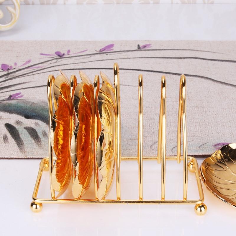 Luxe theeschotel Lotusbladpatroon Vintage theekopjes schotels met metalen standaard Drankonderzetters Theeservies Huisverwarmingscadeau
