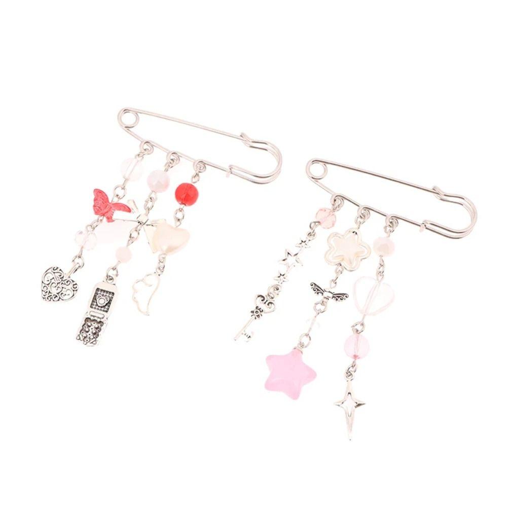 Unique Clasp Beaded Bag Pins Bag Charm Beaded Brooch Aesthetic Sweet Brooch Clip Backpack